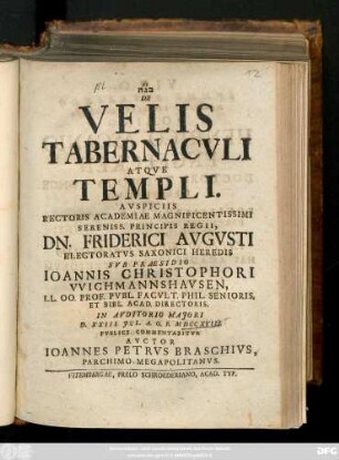 De Velis Tabernacvli Atqve Templi