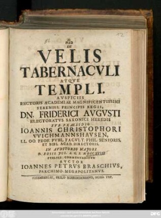 De Velis Tabernacvli Atqve Templi