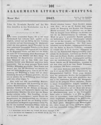 Über die Javanische Sprache und das Studium derselben in den Niederlanden von B. J. Veth (Fortsetzung von Nr. 100)