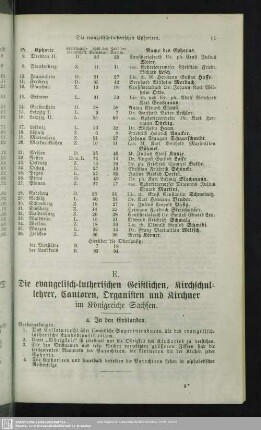 E. Die evangelisch-lutherischen Geistlichen, Kirchschullehrer, Cantoren, Organisten und Kirchner im Königreiche Sachsen