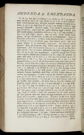 Addenda & Emendanda.