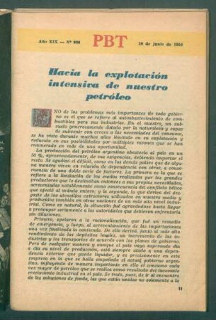 Hacia la explotación intensiva de nuestro petróleo