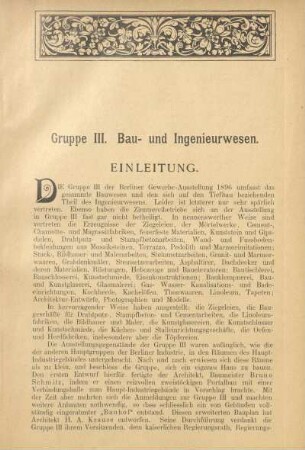 Gruppe III. Bau- und Ingenieurwesen