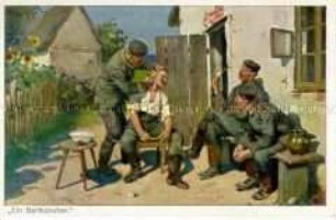 Soldat bei der Rasur