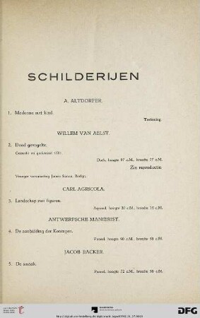 Schilderijen (Nr. 1-87)