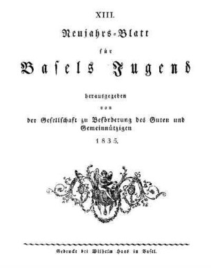 13: Neujahrsblatt für Basels Jugend - 13.1835