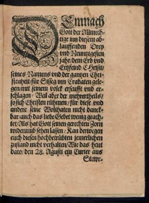 Demnach Gott der Allmechtige inn diesem ablauffenden Drey und Neuntzigesten jahr ...