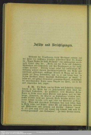 Zusätze und Berichtigungen