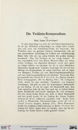 Poul Tuxen (Kopenhagen), Ein Vedānta-Kompendium