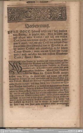 Leichenpredigt : Vorbereitung. Textus. Eingang. [Abhandlung]