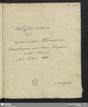 Nöthigste Lehren der dynamischen Hydraulik
