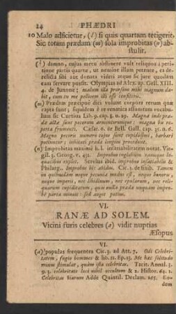 VI. Ranae Ad Solem.
