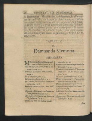 Caput IV. De Damnanda Memoria.