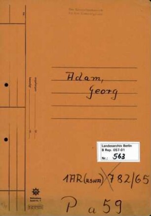 Personenheft Georg Adam (*11.11.1907)