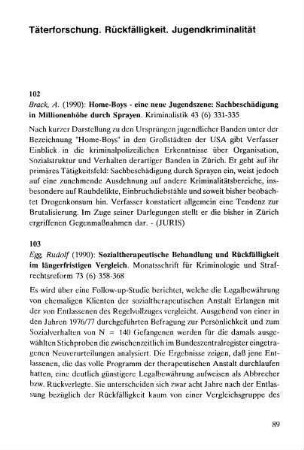 89-93, Täterforschung. Rückfälligkeit. Jugendkriminalität