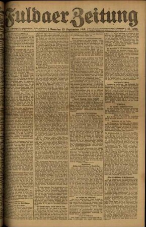 Erste Ausgabe vom Samstag, den 13. September 1919.