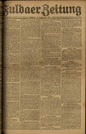 Erste Ausgabe vom Samstag, den 13. September 1919.