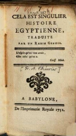 Cela est singulier histoire Egyptienne