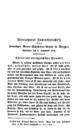 Vierzehnter Jahresbericht der freiwilligen Armen-Schullehrer-Anstalt in Beuggen, abgestattet den 4. Heumonat 1834