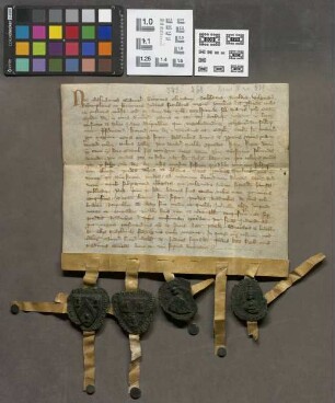Mainz (Stadt): Litera bann. pro Capitulo Eccl. St. Victoris prope Mog. super redditibus annuis et perpetuis unius marce denariorum colon. super do...