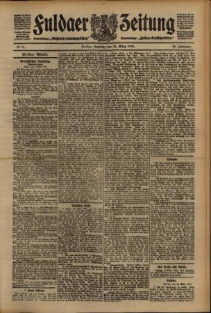 Erste Ausgabe vom Samstag, den 13. März 1909.