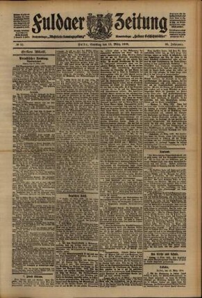 Erste Ausgabe vom Samstag, den 13. März 1909.