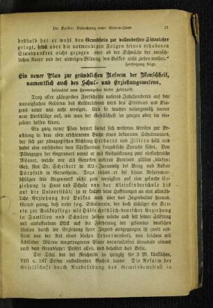 ¬Ein¬ neuer Plan zur gründlichen Reform der Menschheit, namentlich auch des Schul- und Erziehungswesens