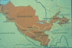 Usbekistan. Landkarte des heutigen Usbekistans