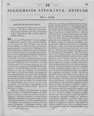 Kierulff, J. F.: Theorie des gemeinen Civilrechts. Bd. 1. Altona: Hammerich 1839