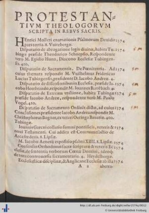Protestantivm Theologorvm Scripta In Rebvs sacris.