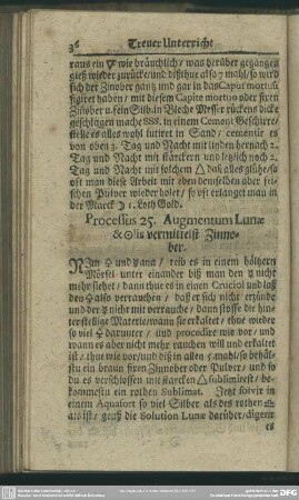 Processus 25. Augmentum Lunae & [...]lis vermittelst Zinnober