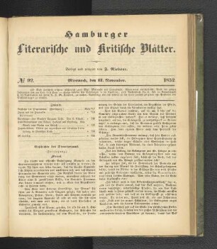 No. 92. 17. November 1852