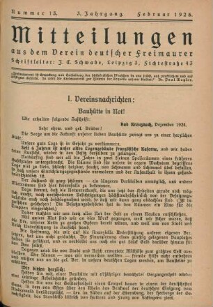 Nummer 13. 3. Jahrgang. Februar 1925.