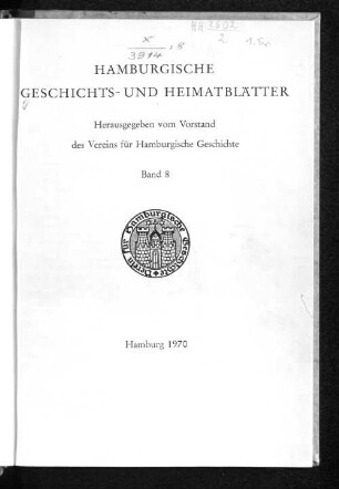 8.1966/70: Hamburgische Geschichts- und Heimatblätter