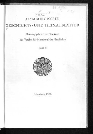 8.1966/70: Hamburgische Geschichts- und Heimatblätter