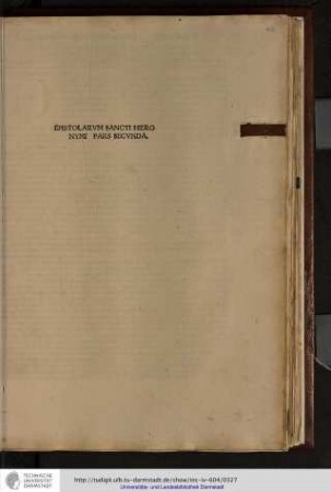 Epistolarum sancti Hieronymi pars secunda.