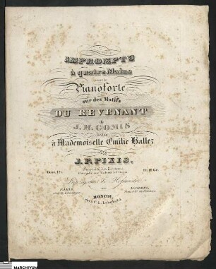 Johann Peter Pixis, Robin Adair... pour le Pianoforte... par J. P. Pixis Op. 8