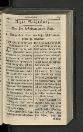 Achte Abtheilung. Von den Pflichten gegen Gott.