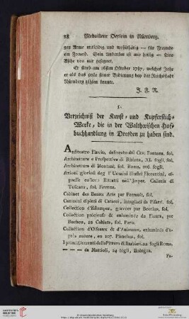 Verzeichnis der Kunst- und Kupferstich-Werke, die in der Waltherischen Hofbuchhandlung in Dresden zu haben sind