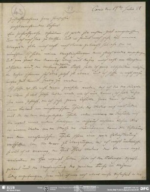 Eigenh. Brief von Christian Lassen an August Wilhelm von Schlegel, Paris, 17.07.1825