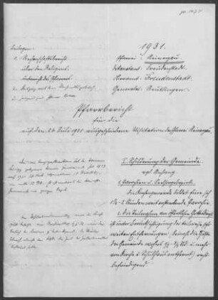 Reinerzau: Pfarrbericht 1931