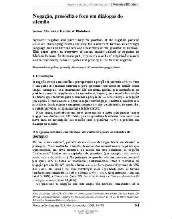 Negação, prosódia e foco em diálogos do alemão