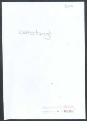 Nederbragt, [Johan Alexander], o.O.; Wichert an Nederbragt