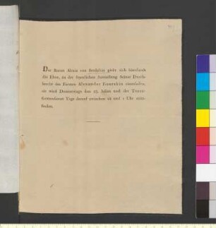 Brief von Serdobin, Alexej Nikolajewitsch von an Goethe, Johann Wolfgang von