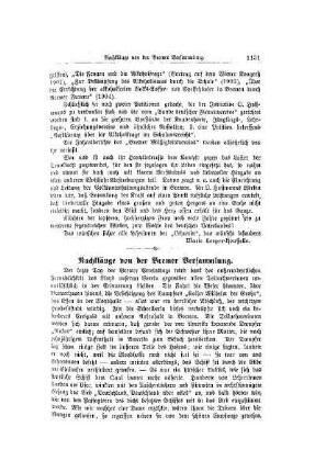 Nachklänge von der Bremer Versammlung