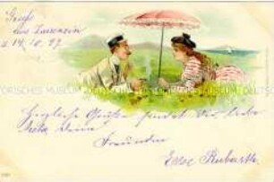 Postkarte mit Liebespaar