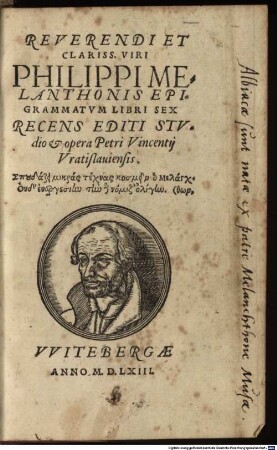 Reverendi et clariss. viri Philippi Melanthonis Epigrammatum libri sex