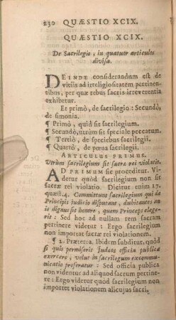 Quaestio XCIX. De Sacrilegio, in quatuor articulos divisa.