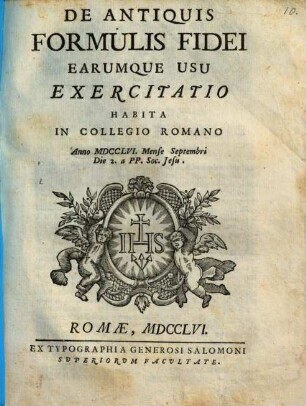 De antiquis formulis fidei earumque usu exercitatio ...