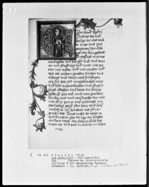 Heiligenleben — Initiale E (gidius) mit dem heiligen Aegidius